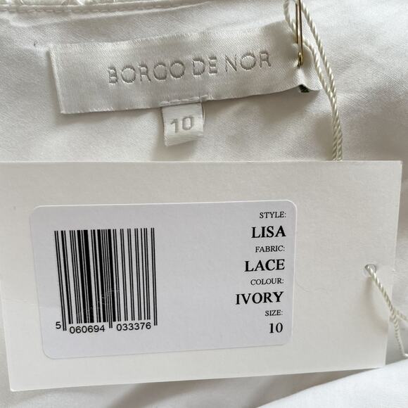 Borgo De Nor Lisa Mini Dress Ivory Lace Tiered Ruffle One Shoulder size US S 4/6 - Picture 10 of 12